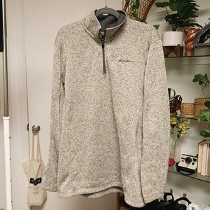 EDDIE BAUER GREY 1/4 ZIP PULLOVER SWEATER